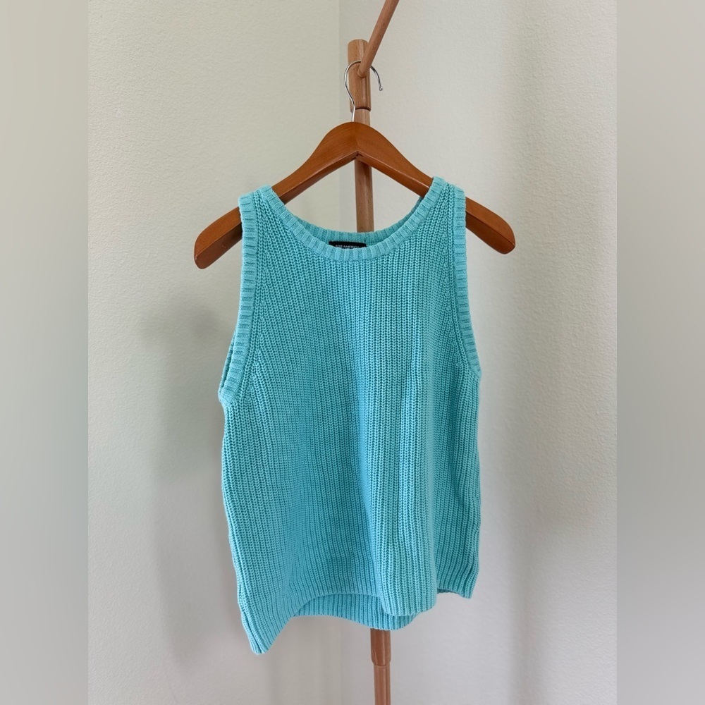525 America Designer Revolve Turquoise Blue Knit Sweater Top Vest Women’s Size L